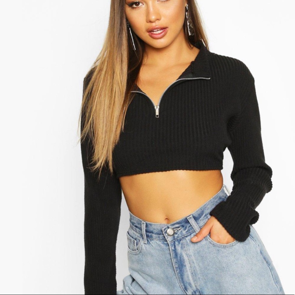BooHoo Long Sleeve Crop Top